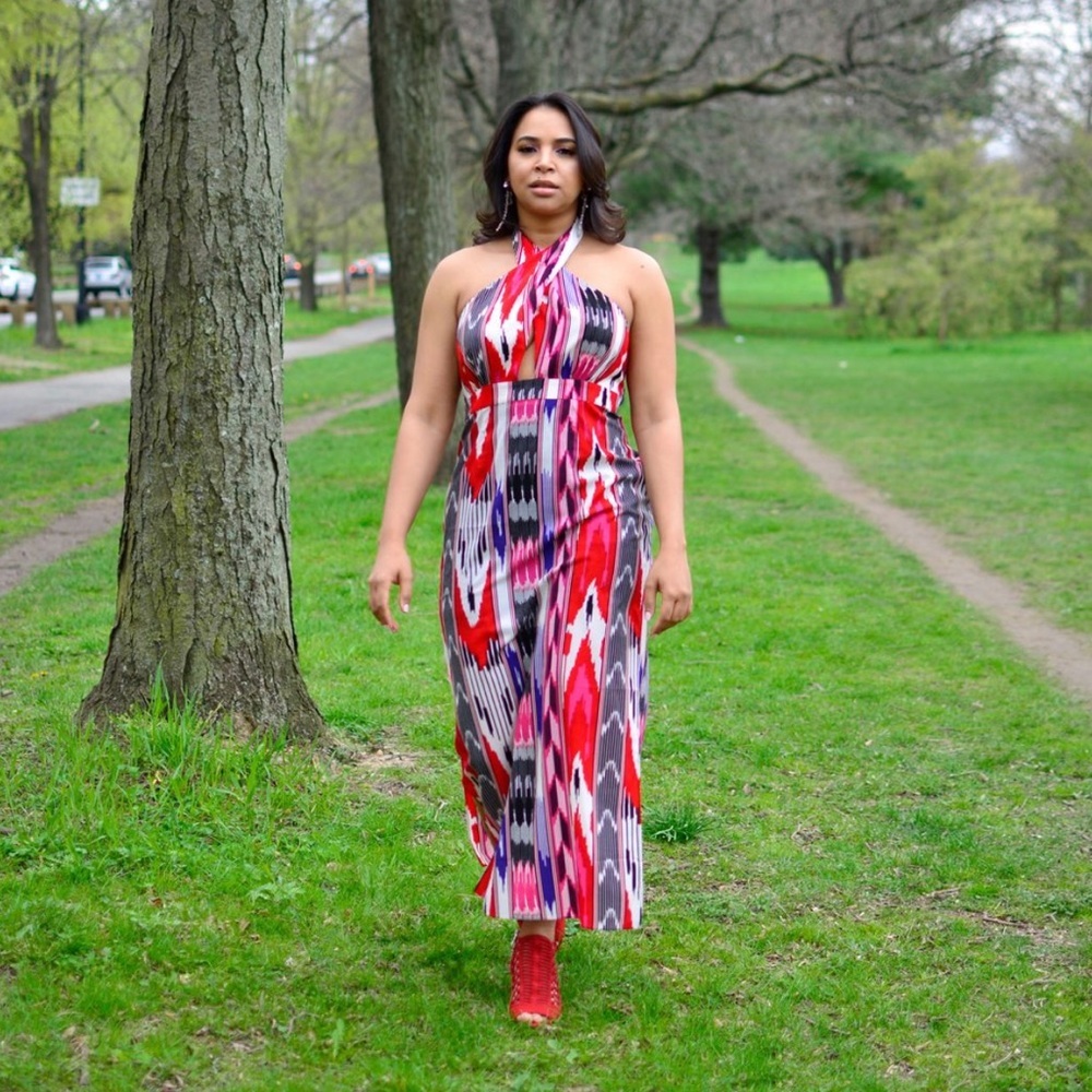 NWT Karen Millen Women's Maxi Halter Dress Multicolor